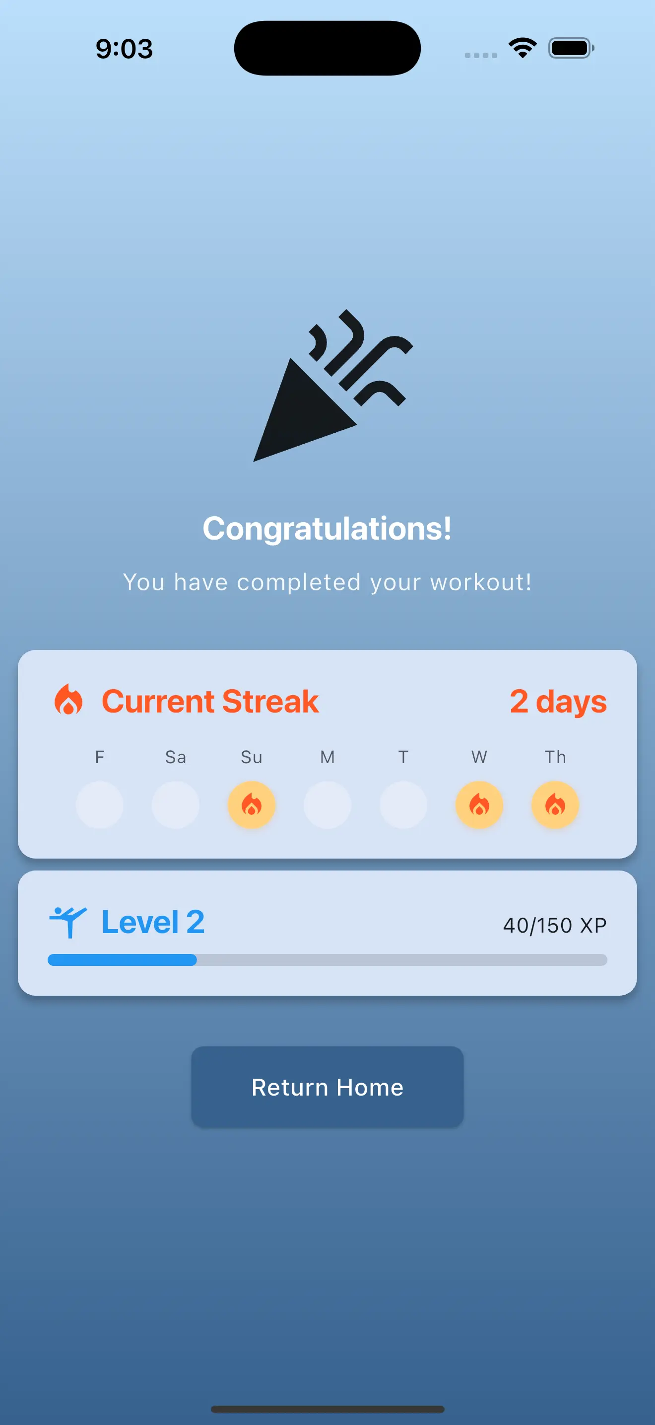Congrats screen