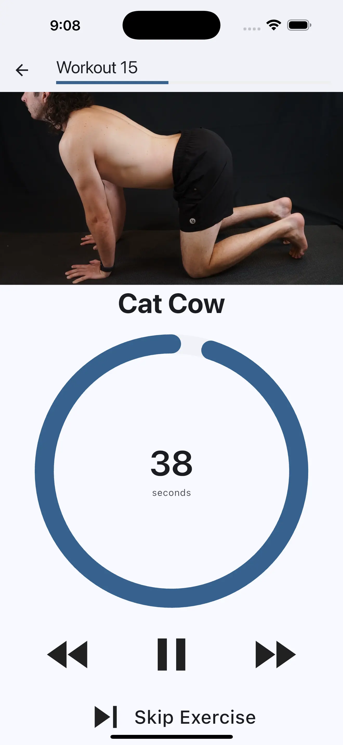 Workout screen